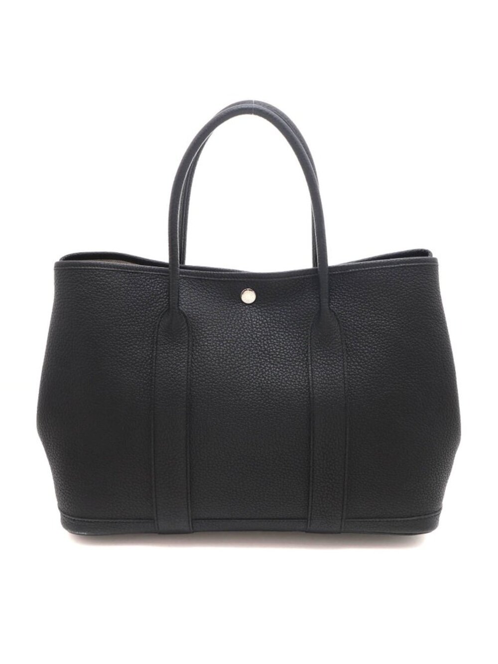 Hermes Garden Party PM Black Silver Handbag Leather